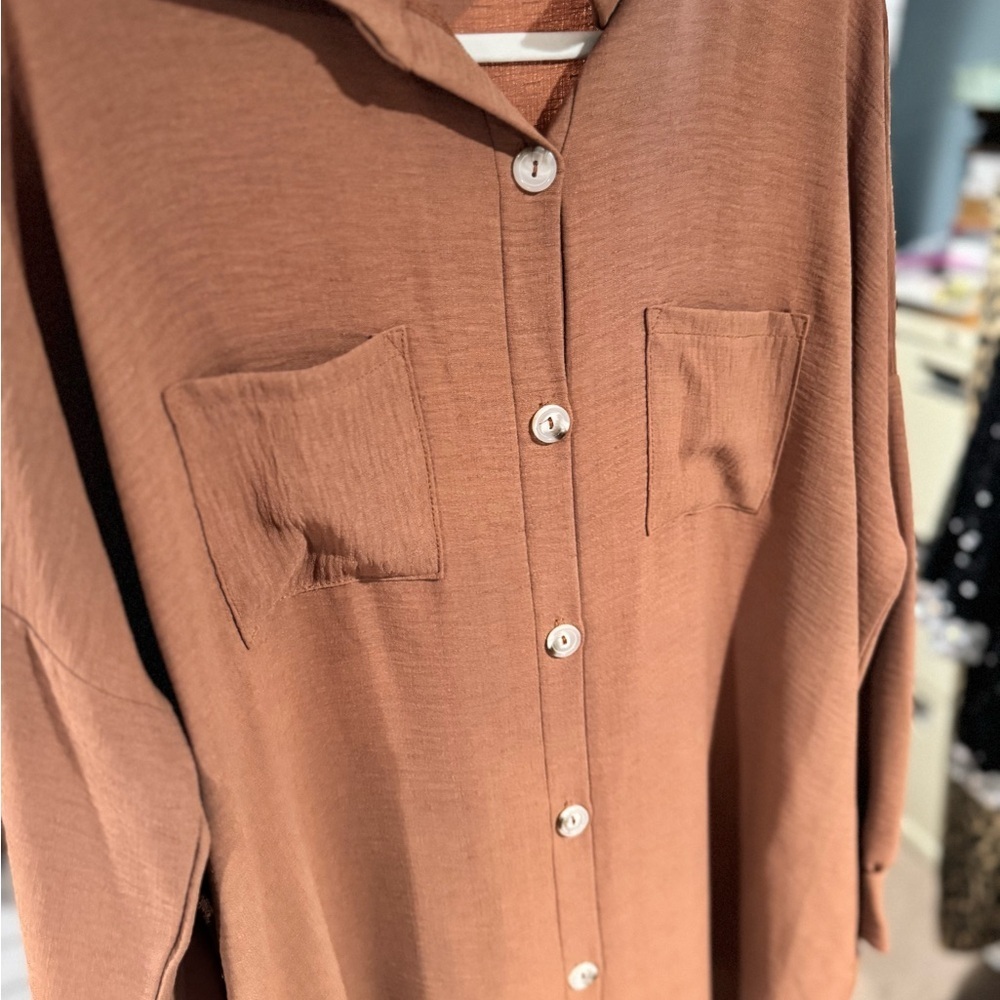 461. Button Down Collared Shirt Dress by Salt & Bit NWOT Size S - Picture 4 of 5